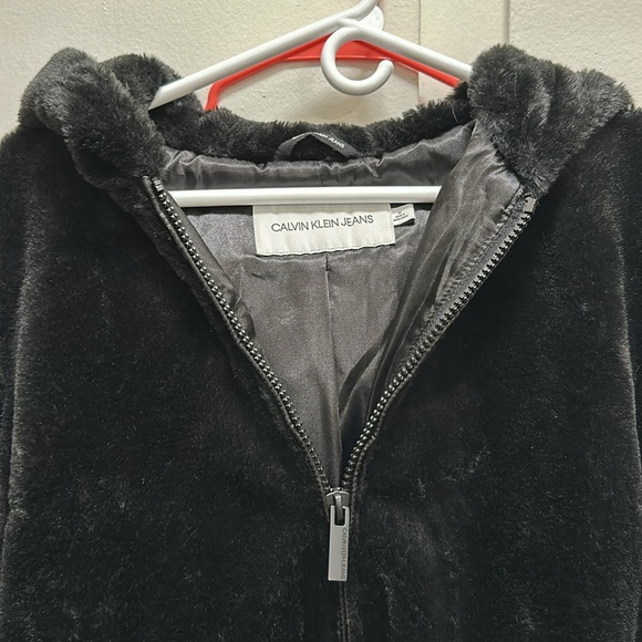 Faux Fur Black Zip Hoodie/Jacket - Picture 2 of 3